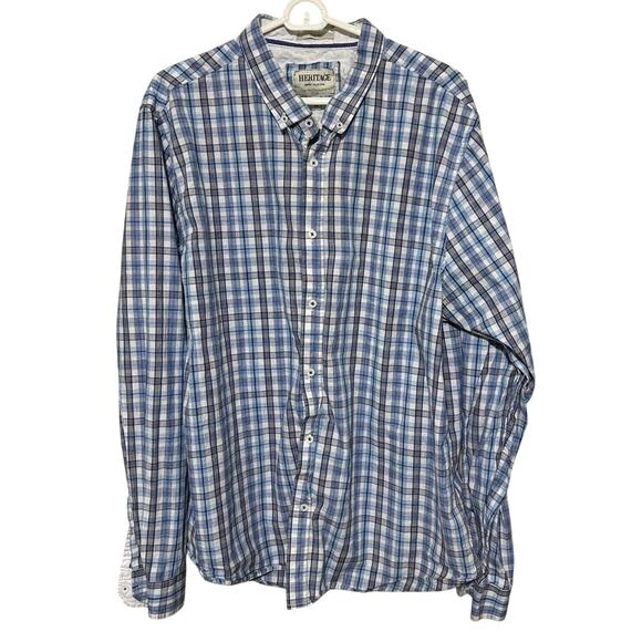 Heritage Report Collection Shirt Mens 2XL Button Up Blue Plaid Cotton Classic - Picture 1 of 5